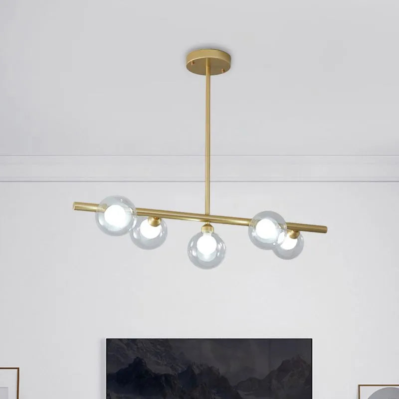 Kitchen Island Overhead Fixture with Textured Glass Globes 5 or 6 Heads Hanging for Dining Room | Thomler
