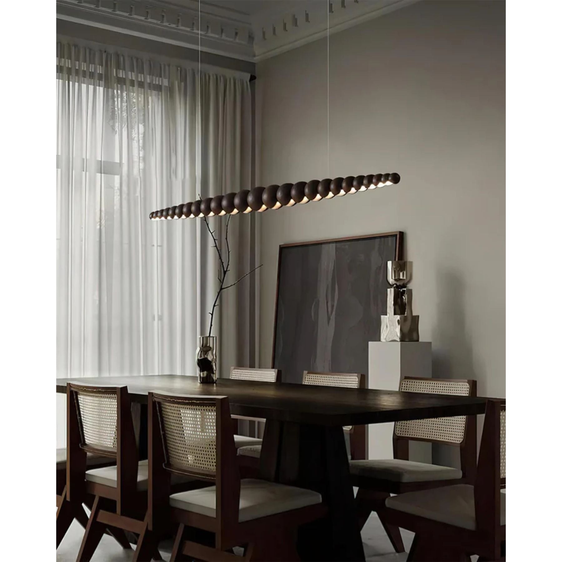 Pendant Light Wood Metal LED Warm White Adjustable Dining Table Kitchen Island Linear Hanging Ceiling Lamp Scandinavian Modern | Thomler