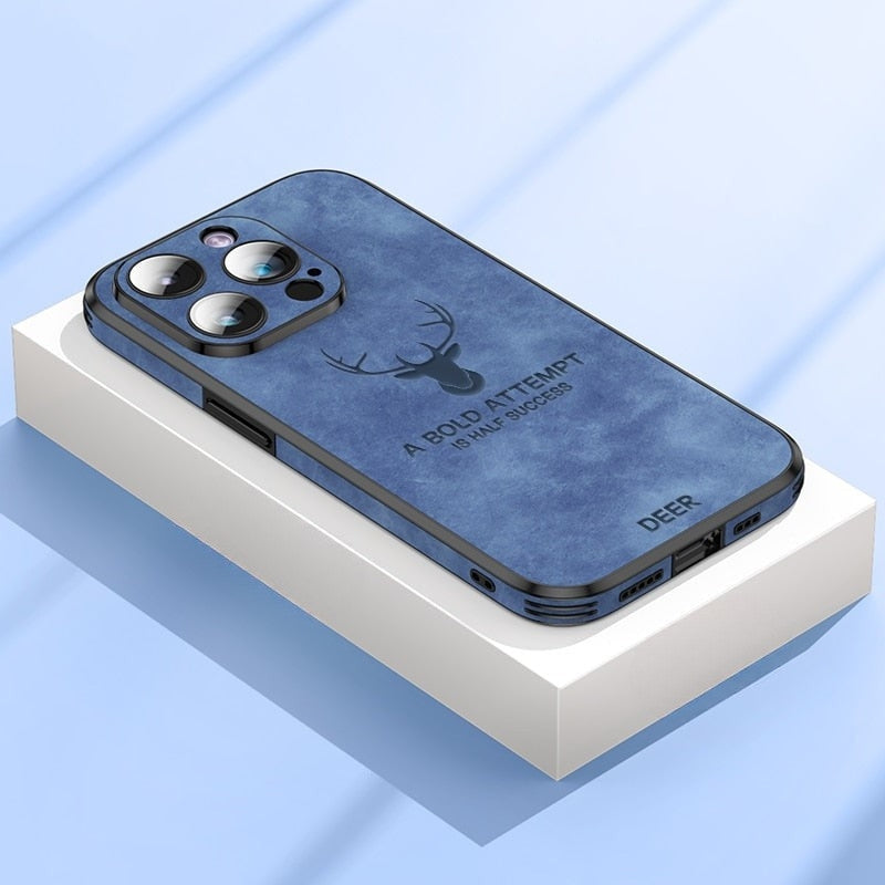 Genuine Suede iPhone Case with Camera Protection & Shock-Absorbing Silicone Liner for iPhone 12-17 | Thomler