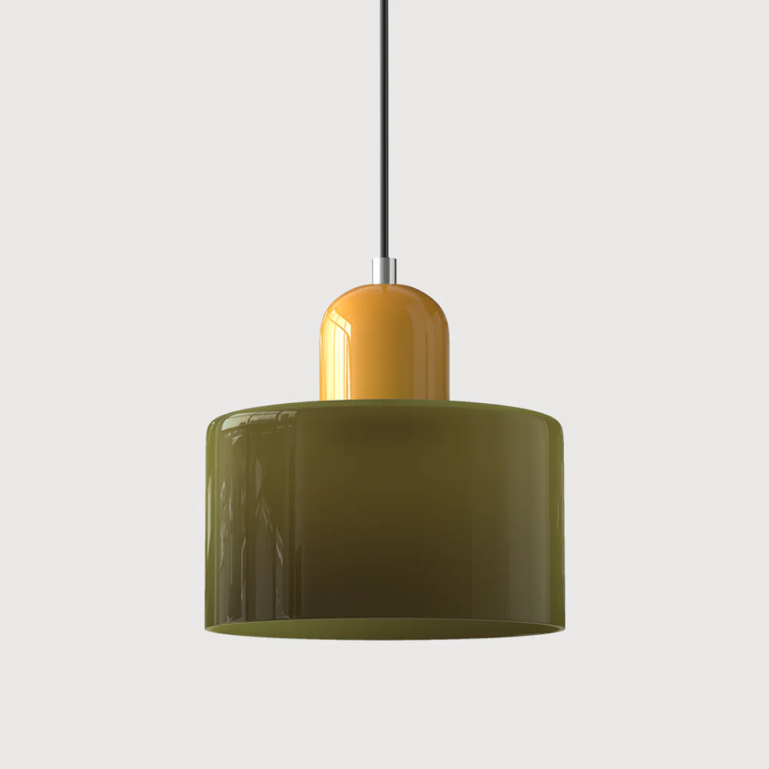 Mid-Century Glass Pendant Light – Adjustable Drop Ceiling Fixture with Colorful Dome Shade for Kitchen Island, Dining Room & Reading Nook | Thomler