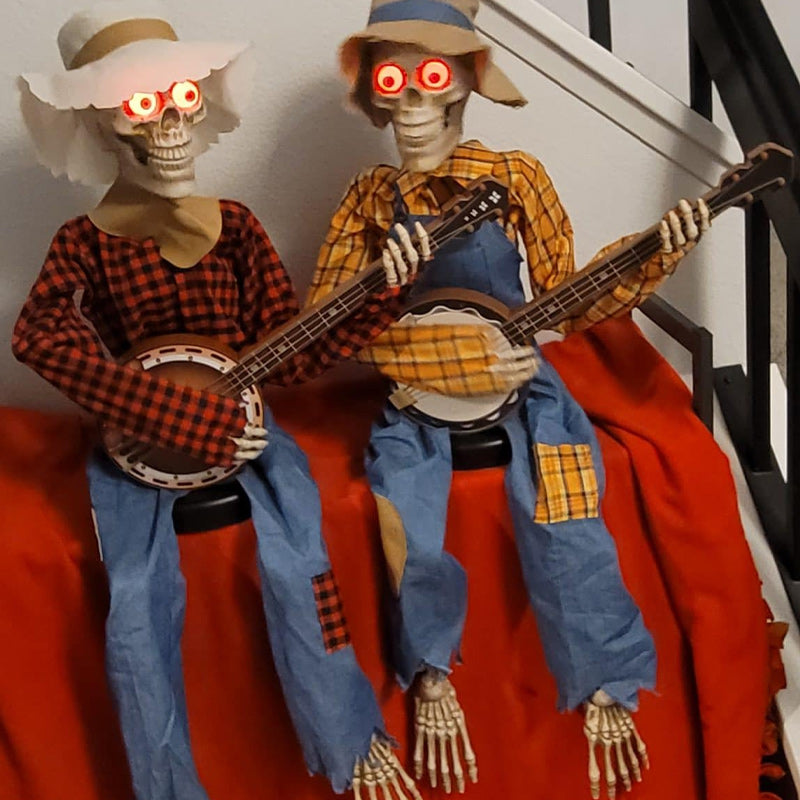Musical Skeleton Banjo Duo – Motion-Activated Halloween Decoration with Sound & Light | Thomler