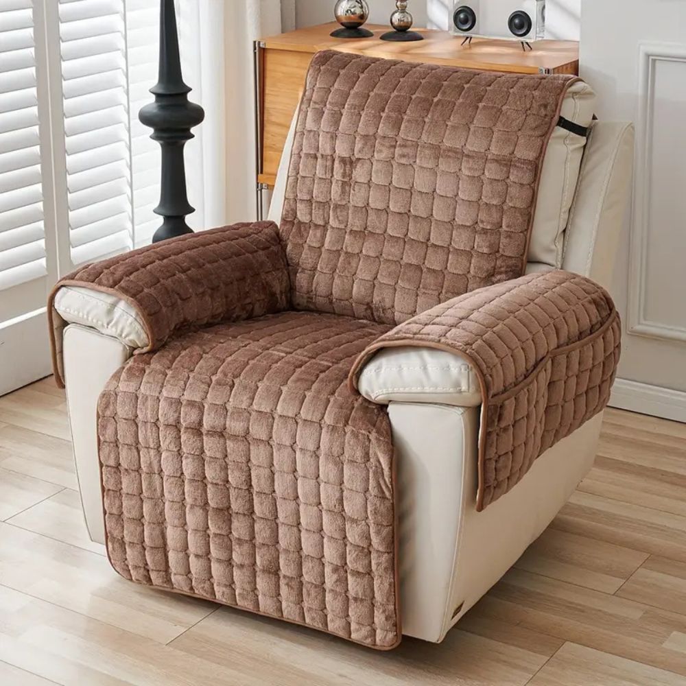 Quilted Recliner Slipcover with Storage Pocket – Microfiber Furniture Protector for Living Room, Family Room & Den – Anti-Slip Chair Cover | Thomler