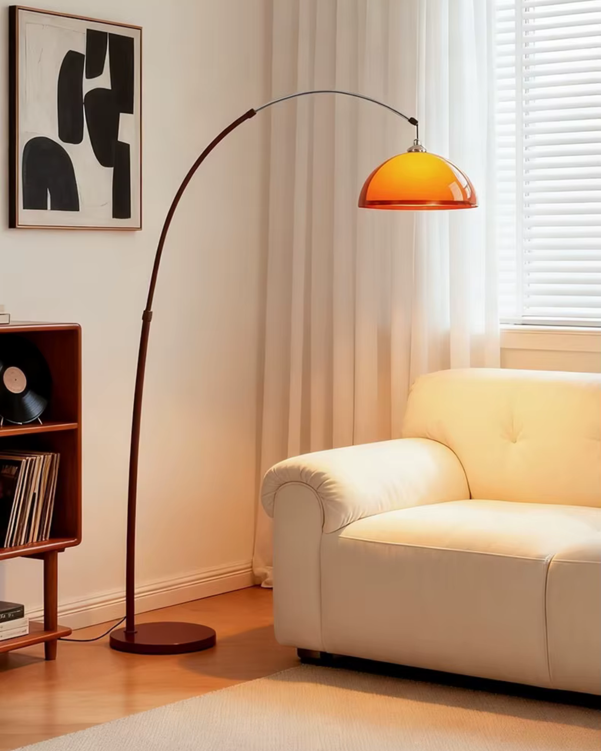 Arched Standing Lamp with Telescoping Reach and Swiveling Dome for Living Rooms and Reading Nooks | Thomler