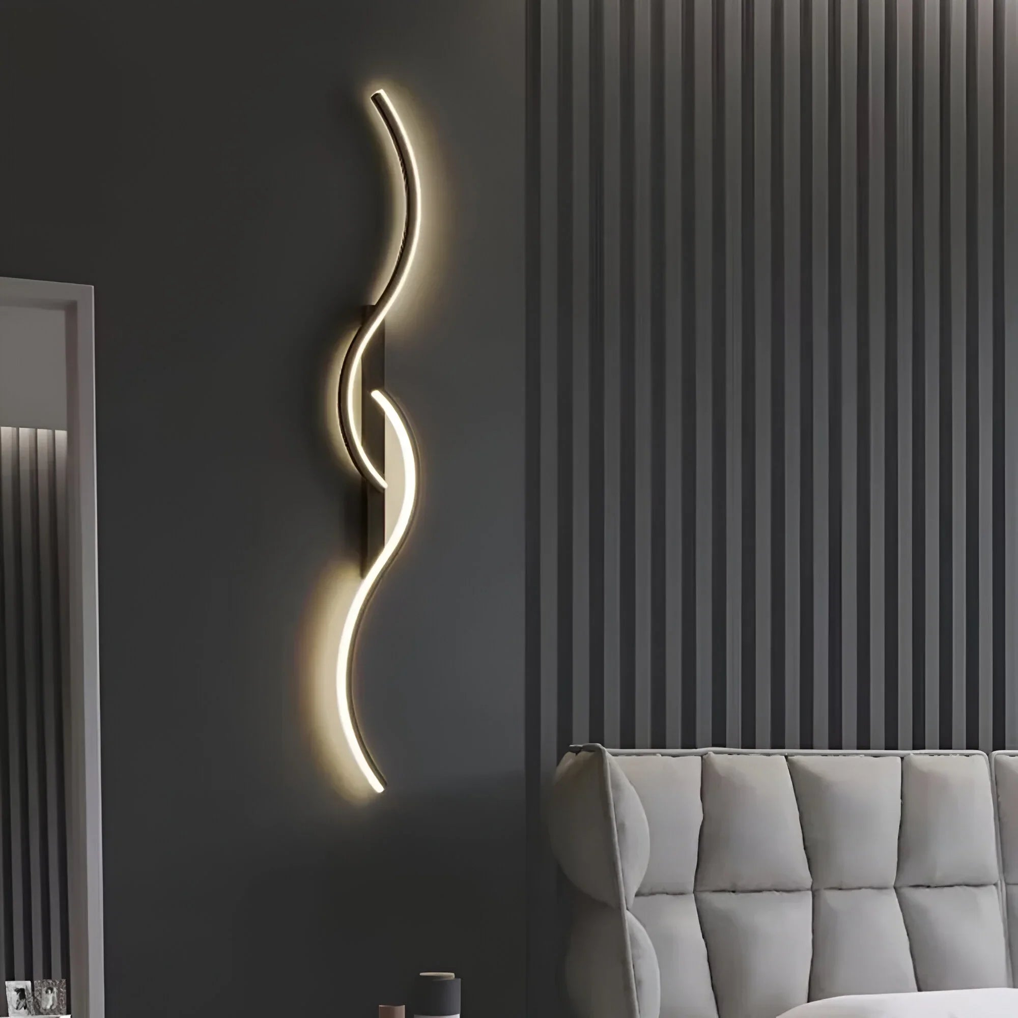 Sleek Arc LED Wall Sconce | Indoor Accent Lighting for Bedroom, Hallway, Living Room & Stairway | Contemporary Linear Design | 24 to 47 Inch | Thomler