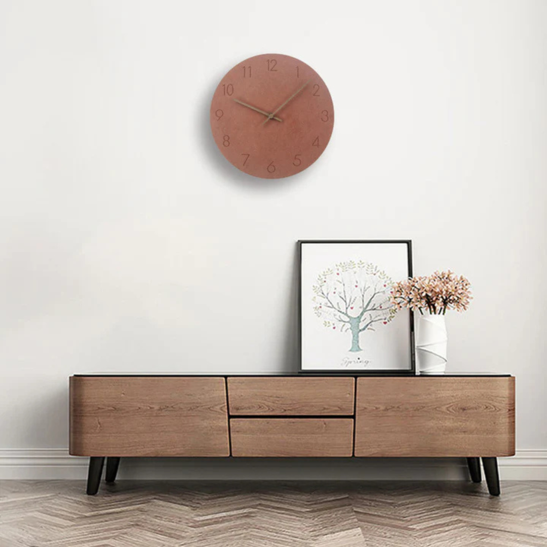Wooden Wall Clock Silent Quartz Movement No Ticking 11.5 Inch Round Modern Home Office Bedroom Living Room Kitchen Décor Minimalist | Thomler