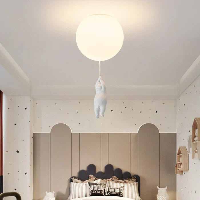 Kids Bear Balloon Ceiling Light Fixture - Whimsical Pendant Lamp for Nursery Bedroom Playroom | Thomler