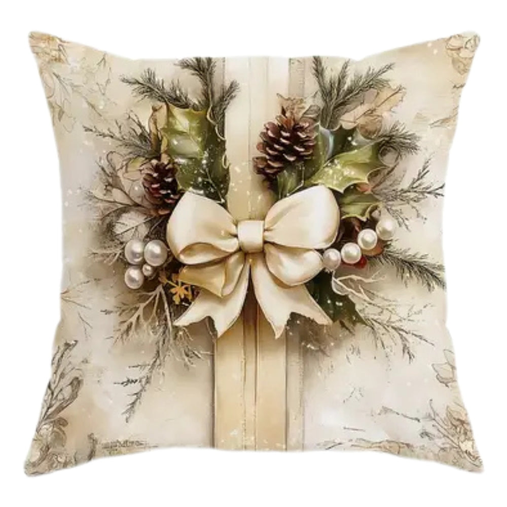 Holiday Throw Pillow Covers Set | Festive Velvet Decorative Cases with Santa, Reindeer & Tree Designs | 18x18 Inch Soft Zippered Cushion | Thomler