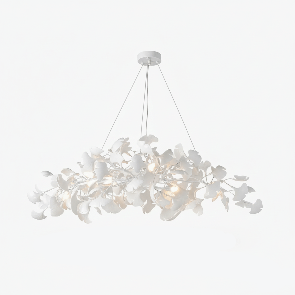 Ginkgo Tree Ceramic Petal Chandelier 70 in x 27.6 in Gold Indoor Ceiling Light | Thomler