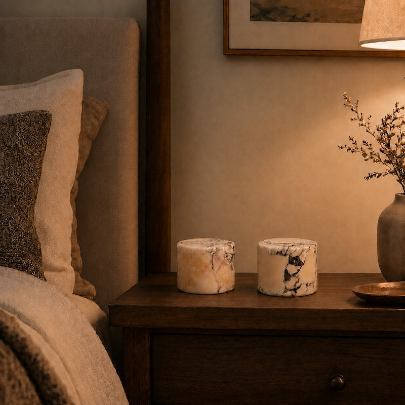 Rechargeable Touch-Dimming Stone Accent Lamp with Natural Veining for Bedside & Desk | Thomler