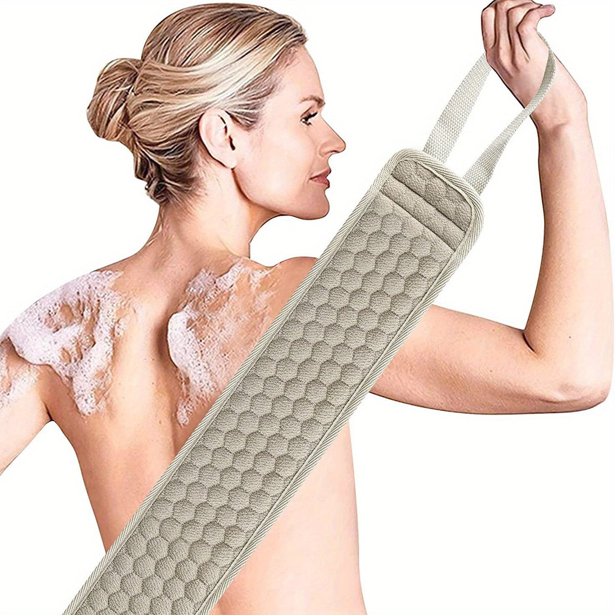 Back Scrubber with Textured Honeycomb Exfoliating Surface for Shower & Bath | Thomler
