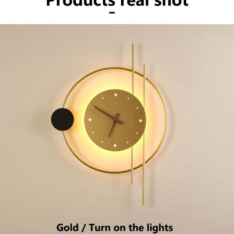 LED Wall Clock Sconce with Acrylic Face – Metal Fixture with Integrated Timepiece for Hallway & Living Room | Thomler