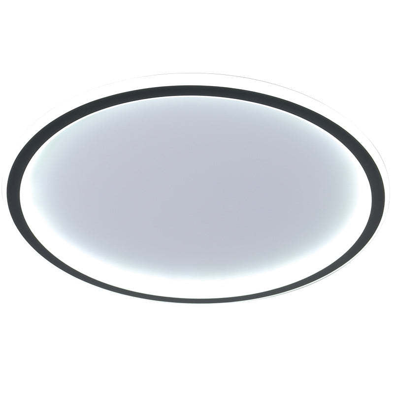 Dimmable Round LED Flush Mount Ceiling Light for Bedroom Living Room | Black White Metal Acrylic | Indoor Hardwired 12-20 Inch Fixture | Thomler