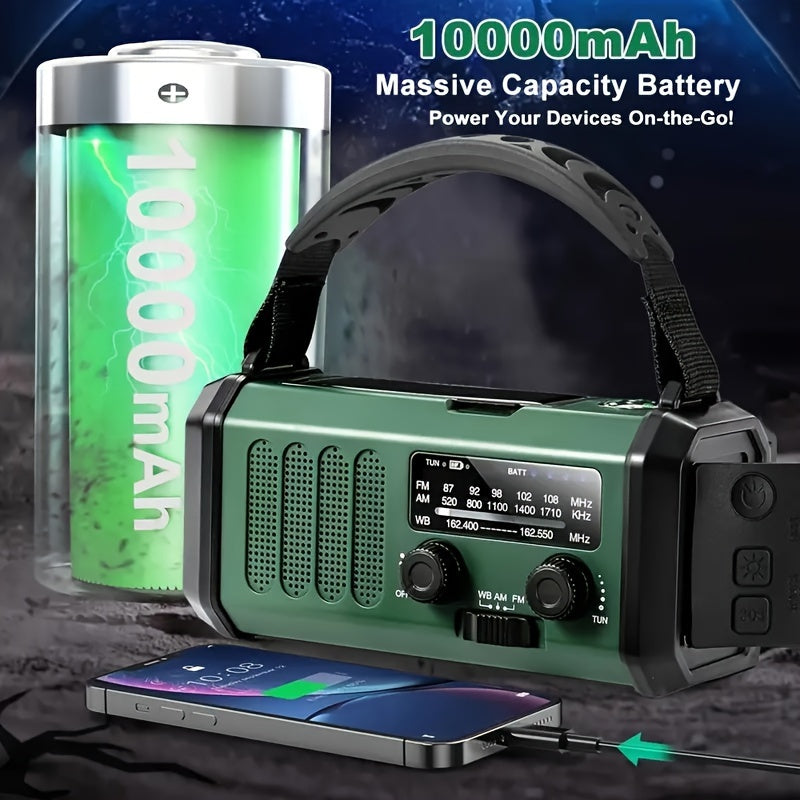 Solar Hand Crank Emergency Weather Radio with Flashlight & Phone Charger for Camping Hiking Outdoor Survival Power Outage Preparedness | Thomler