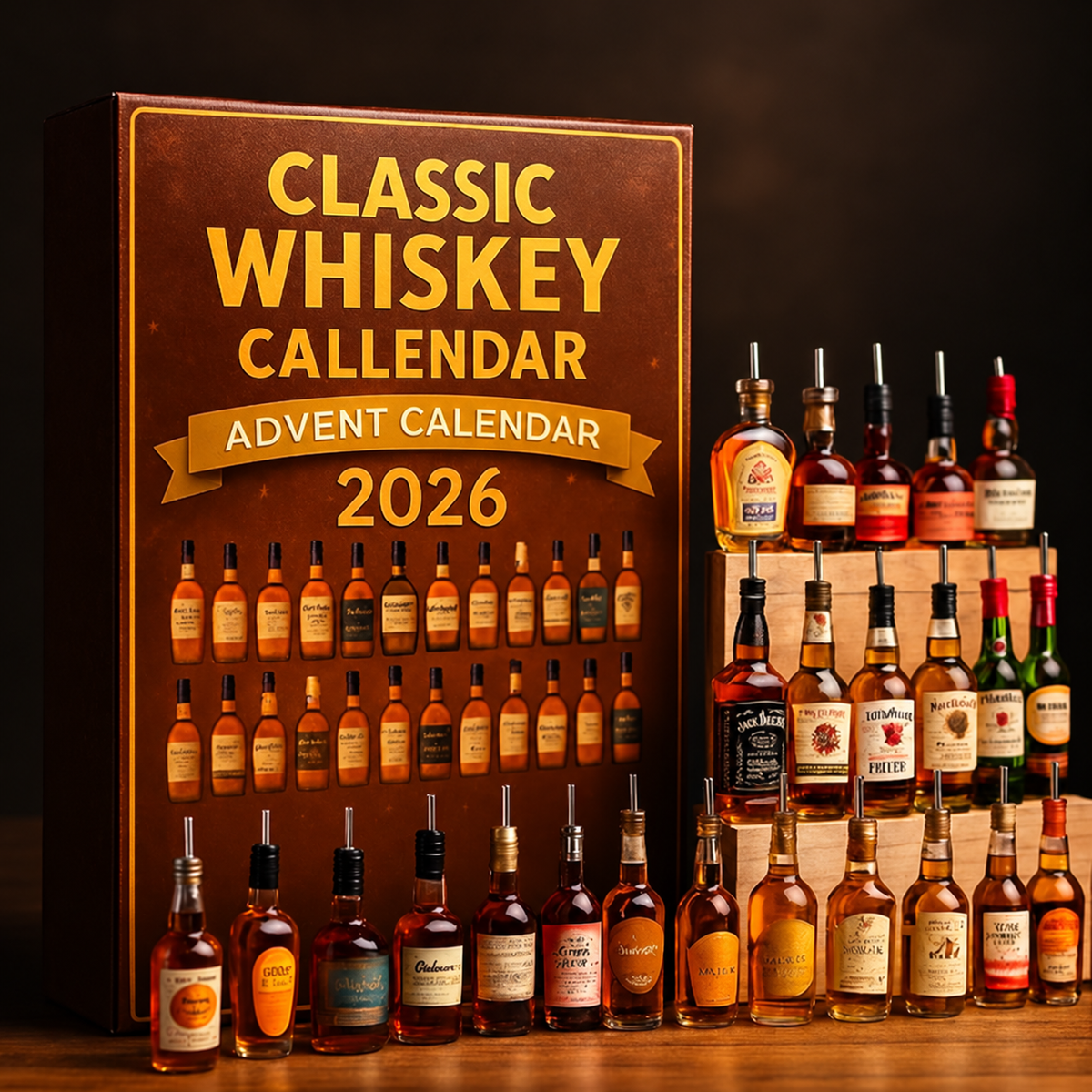 24-Day Holiday Countdown Display with Decorative Spirit Bottle Ornaments – Collectible December Tradition Set | Thomler
