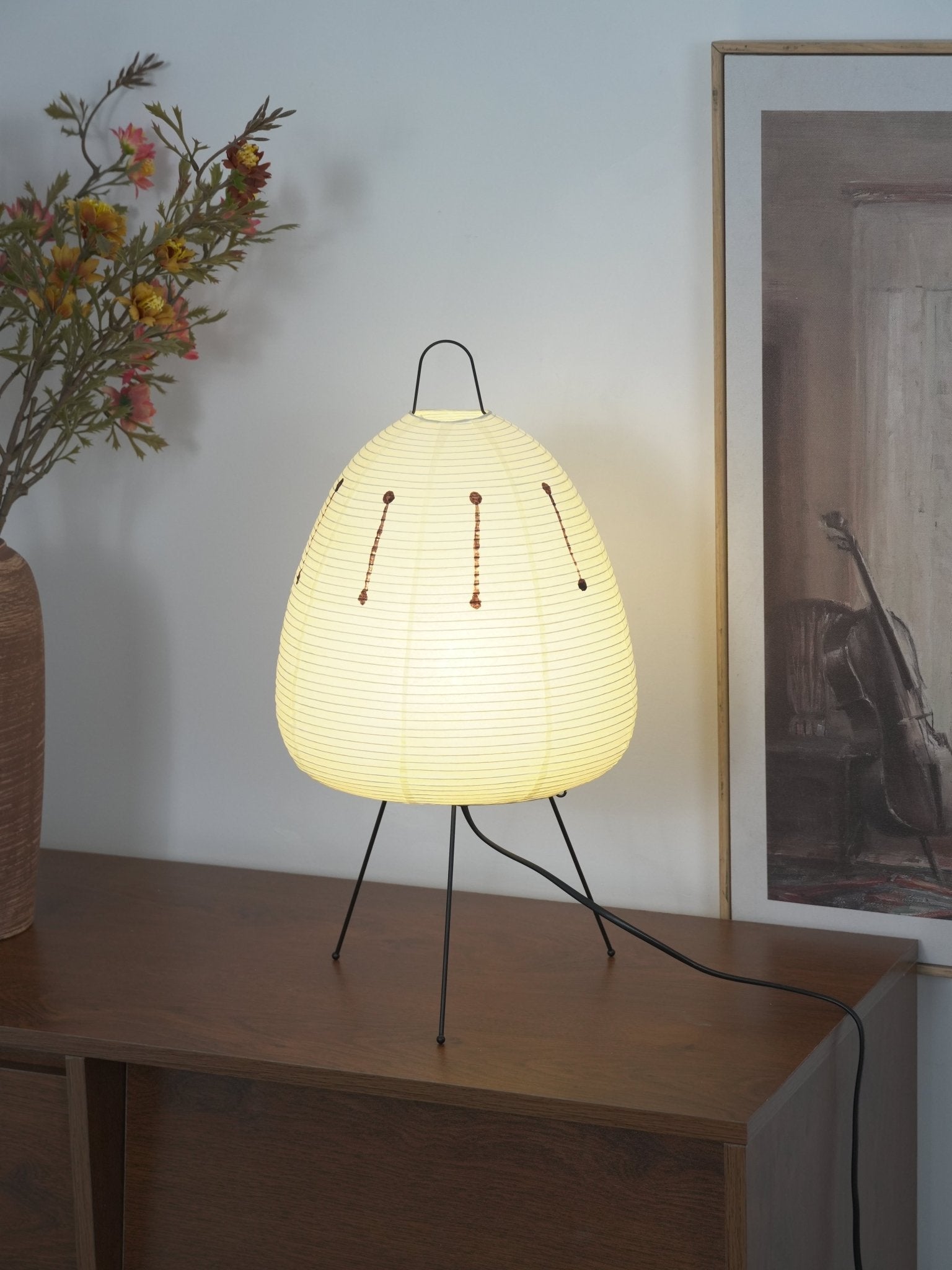 Table Lamp Rice Paper 16.9 in Indoor LED Bedroom Desk Nightstand Light | Thomler