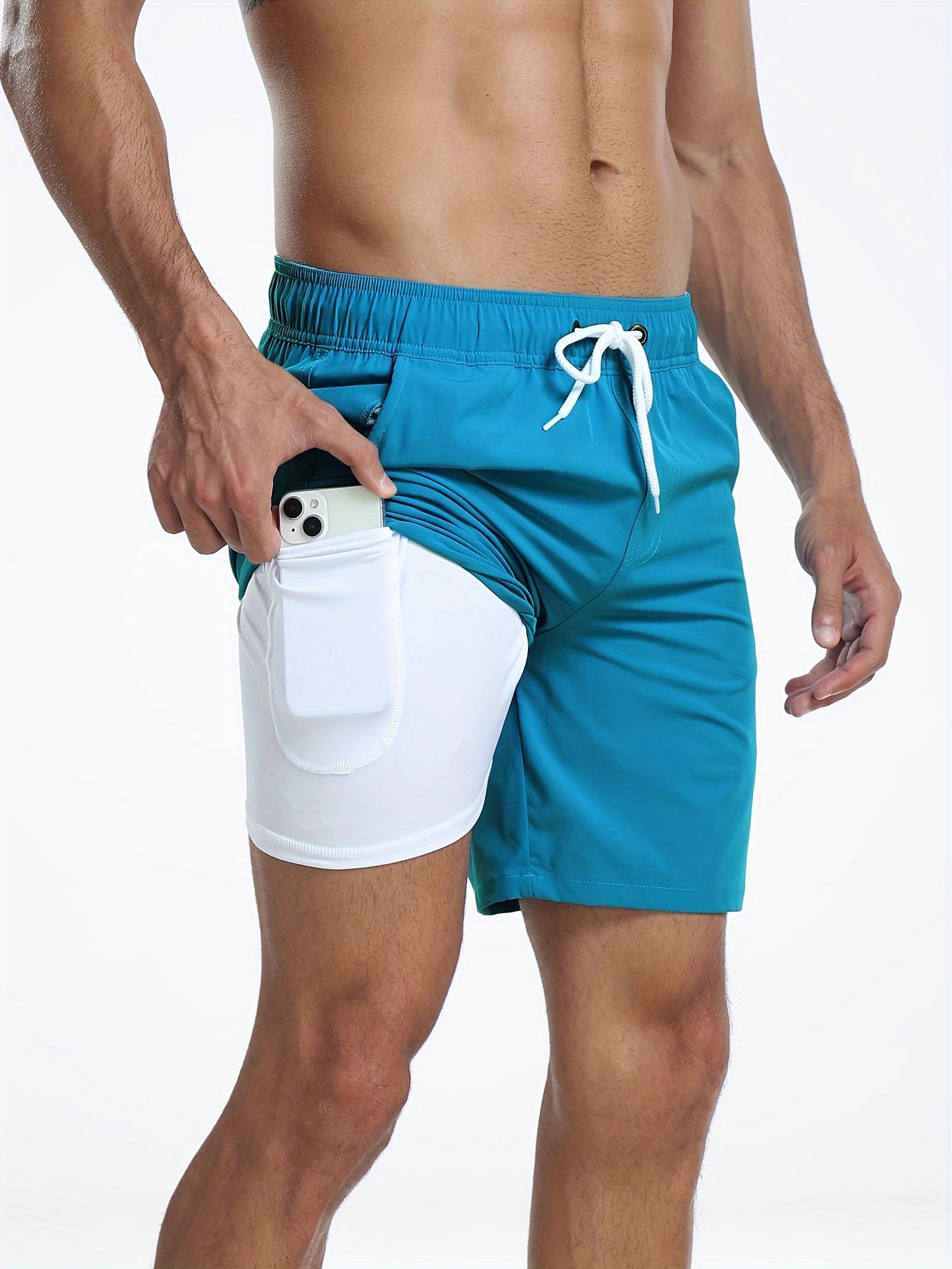 Men's Quick-Dry Swim Trunks with Phone Pocket | Stretch Board Shorts for Beach & Pool | Athletic Leisure Swimwear | Thomler