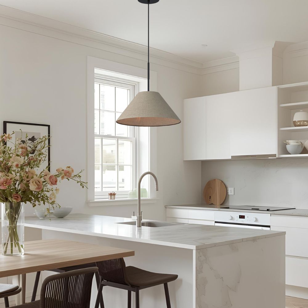 Tapered Glass Hanging Fixture with Metal Hardware for Island Dining Bar Overhead Lighting Home Kitchen | Thomler