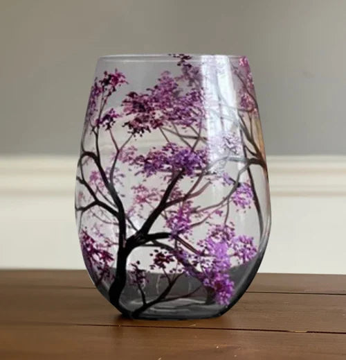 Hand-Painted Seasonal Tree Wine Glasses – Artisan Stemware with Four Seasons Design for Home & Gift | Thomler