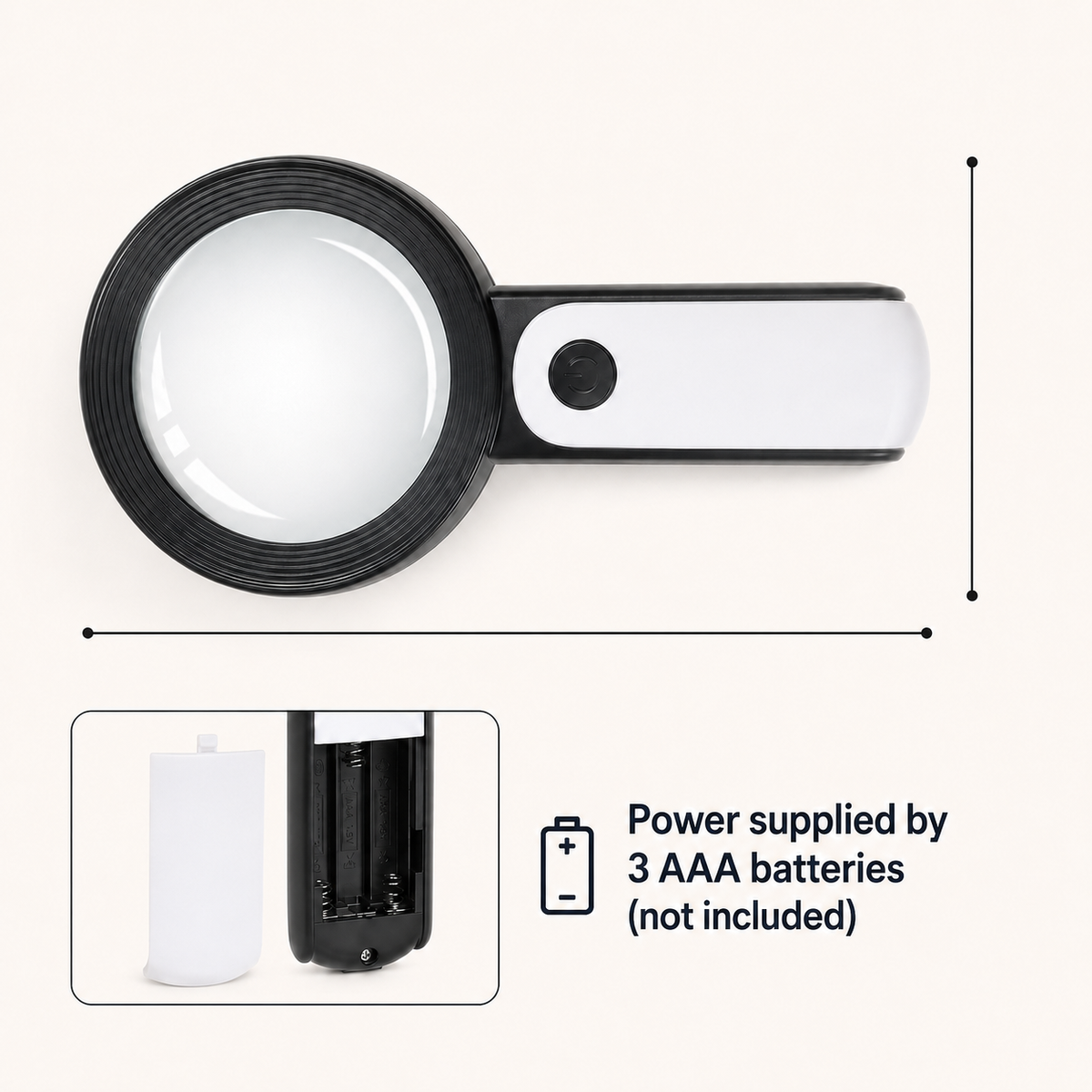 30× Illuminated Reading Loupe with Ergonomic Handle for Hobbies & Text | Thomler
