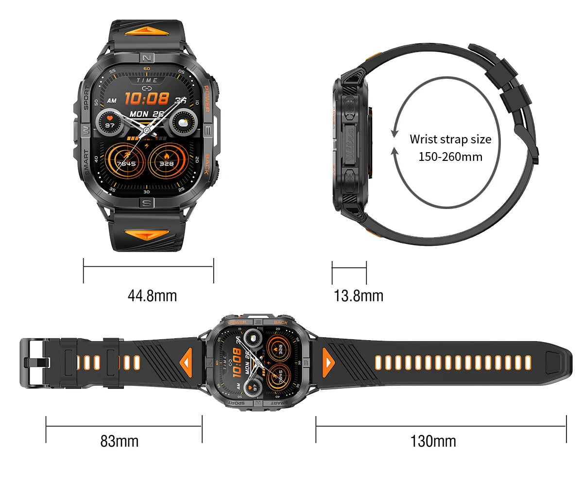 Outdoor GPS Fitness Smartwatch with AMOLED Display, Compass, Built-In Flashlight & Heart Rate Monitor for Hiking & Running | Thomler