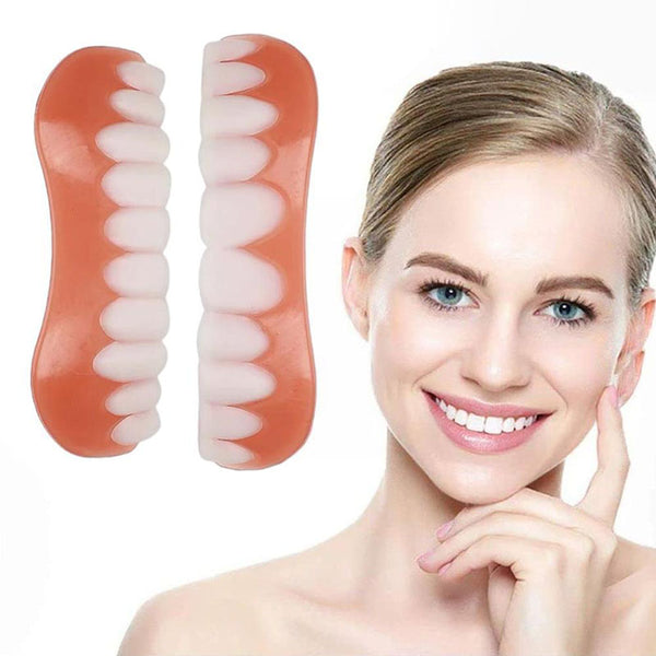Temporary Cosmetic Teeth Veneers – Instant Smile Covers for Upper & Lower Teeth – Food-Safe Silicone Snap-On Denture Overlay for | Thomler