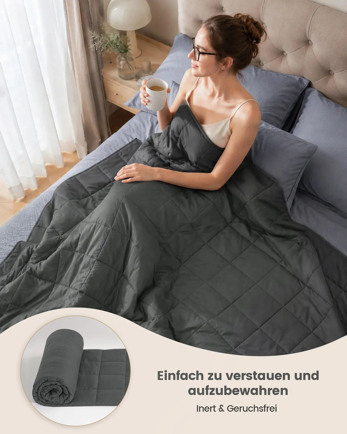 Weighted Blanket for Adults – Heavy Sleep Throw for Calming Deep Rest & Stress Relief, Soft Glass Bead Fill, Quilted Design – 9 to 18 lb | Thomler