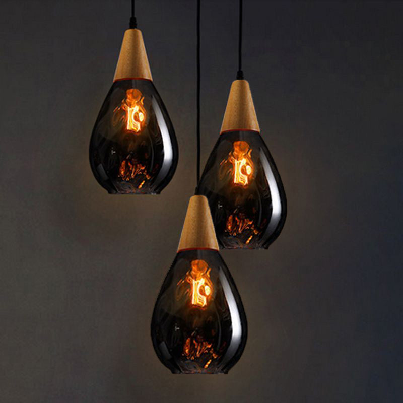 Pendant Light Glass Wood E26 Indoor Dining Room Kitchen Island Hanging Ceiling Lamp Adjustable Cord Vintage Modern | Thomler