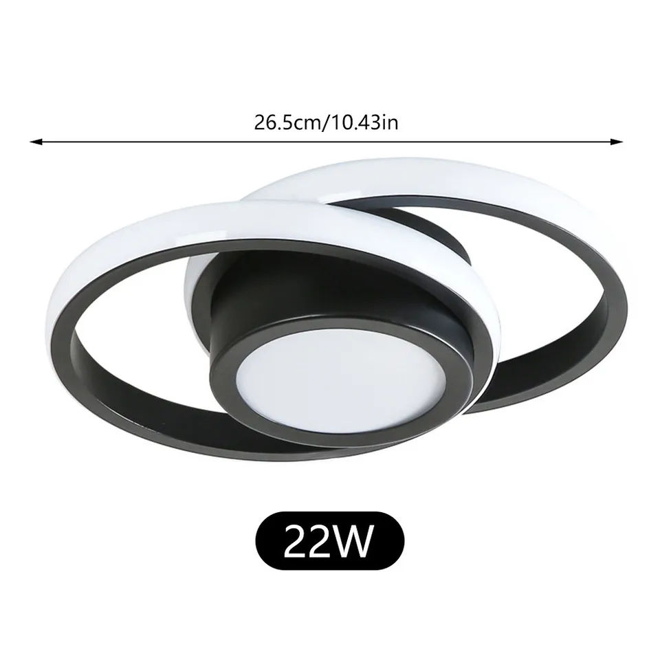Ceiling Light Double Ring LED Black Warm Living Room Hallway Modern Flush Mount Lighting Fixture | Thomler