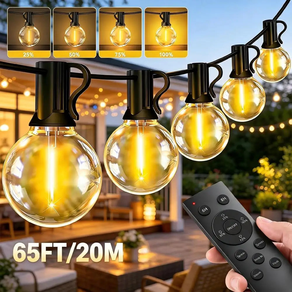 G40 LED-lichtslingers voor terras, dimbare lamp met afstandsbediening, decoratieve verlichting voor buiten, voor tuin, bruiloft, veranda, decor