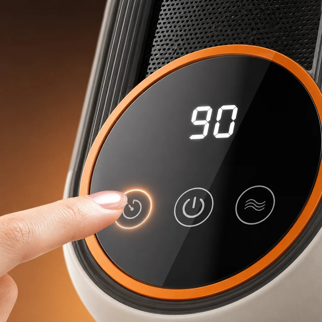Ceramic Space Heater with Touch Controls & Tip-Over Safety – Instant Warmth, Quiet Operation for Bedroom, Office | Thomler