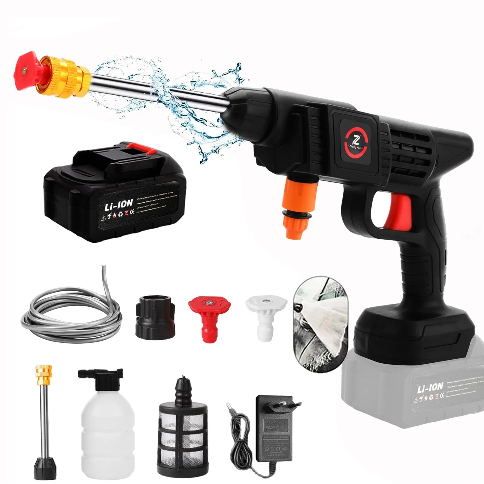 Cordless Pressure Washer Portable Battery-Powered High-Pressure Sprayer for Cars Patios Driveways | Thomler