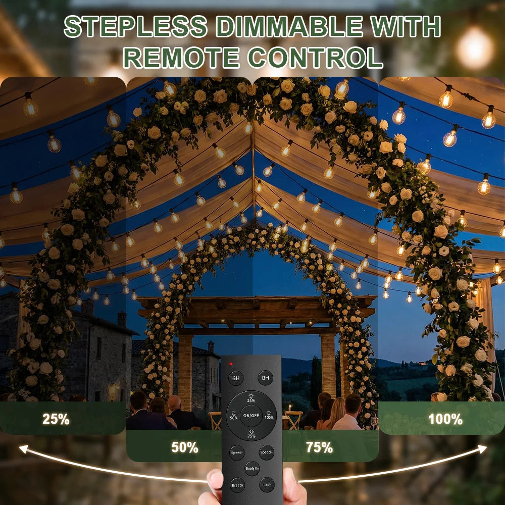 Remote-Controlled Globe String Lights with Dimming Function – Weather-Resistant LED Outdoor Lighting for Patio, Backyard, Wedding & Party | Thomler