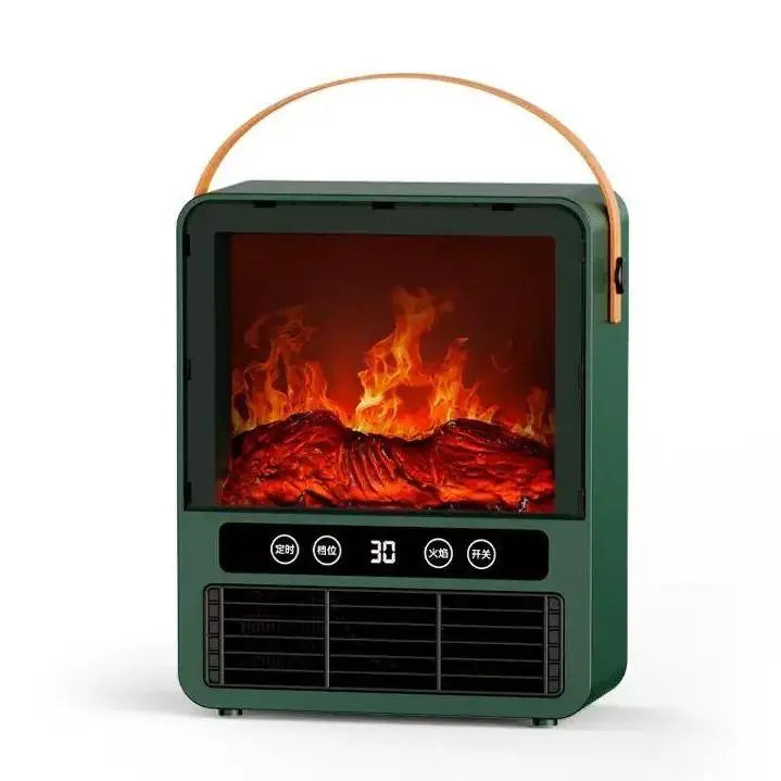 Ceramic Space Heater with Simulated Fireplace Flames, Crackling Audio & Tip-Over Safety Shutoff for Bedroom Office Living Room | Thomler