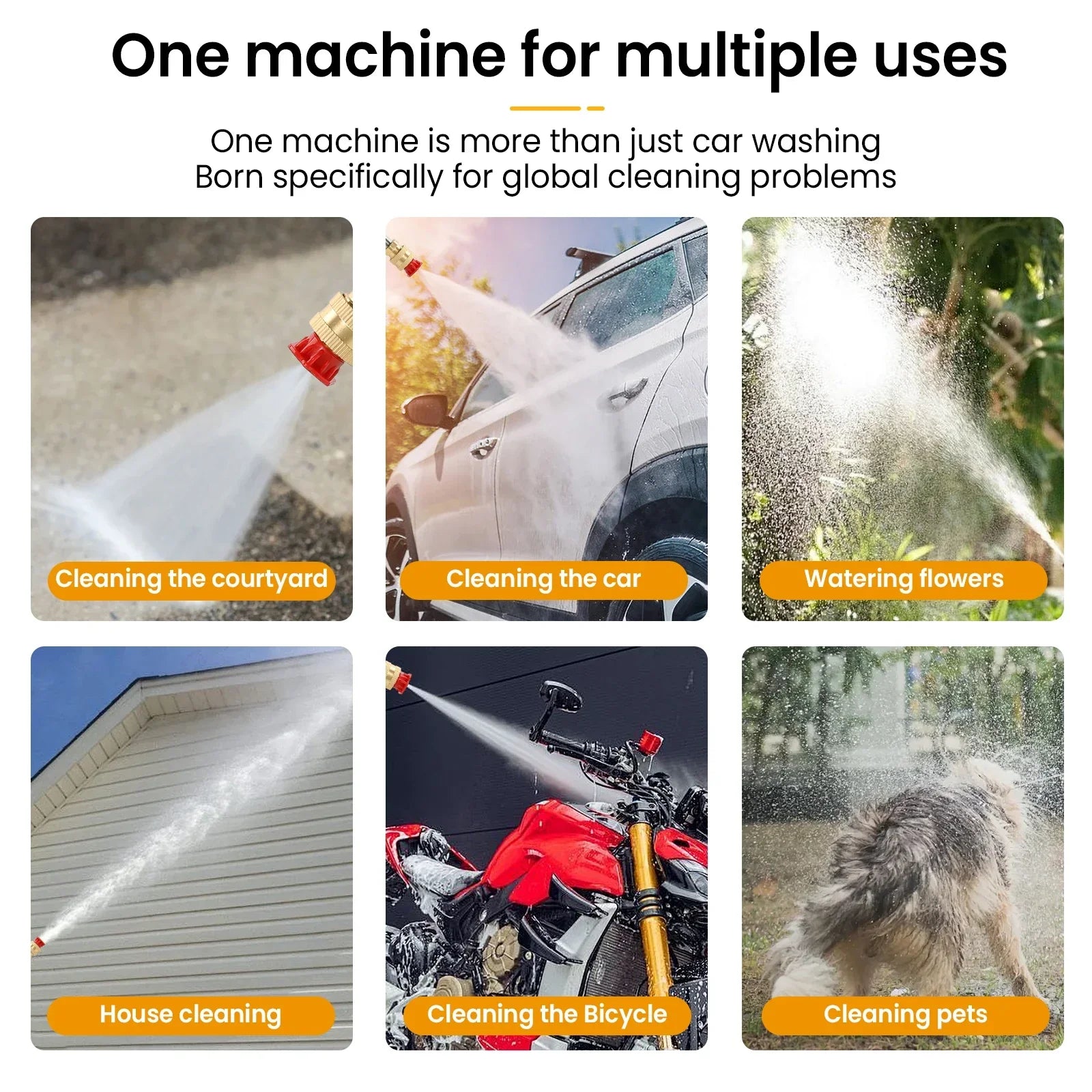 Pressure Washer Plastic Cordless Lithium Battery Black Car Patio Garden Cleaning Portable Jet Washer Spray Gun | Thomler