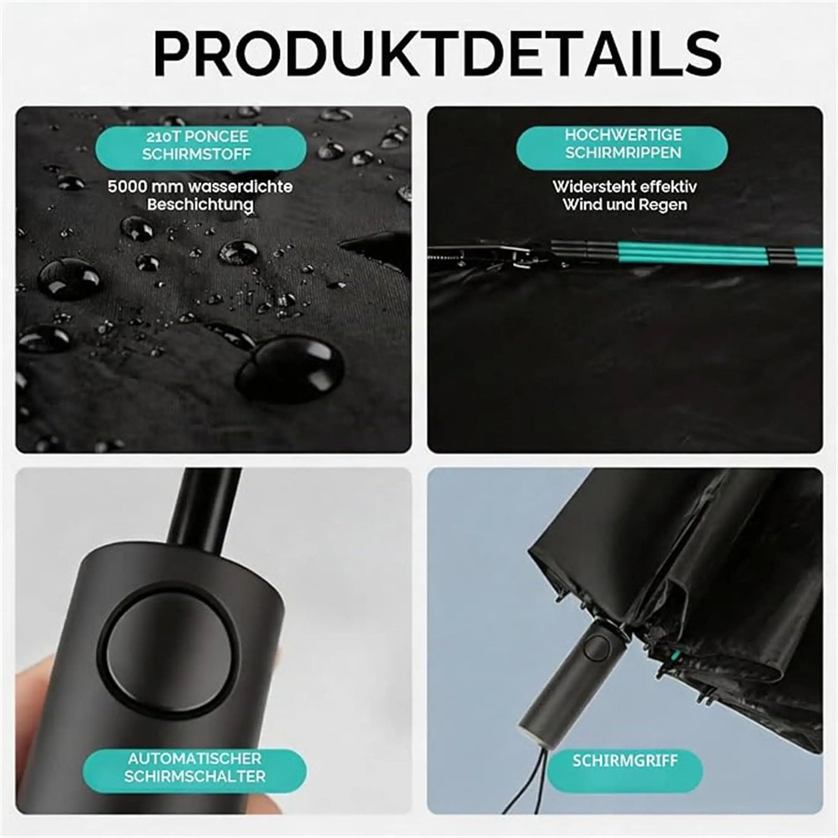 Compact Folding Pocket Umbrella with Reinforced 144-Rib Frame for All-Weather Coverage – Travel, Commute, Office & Car Use | Thomler