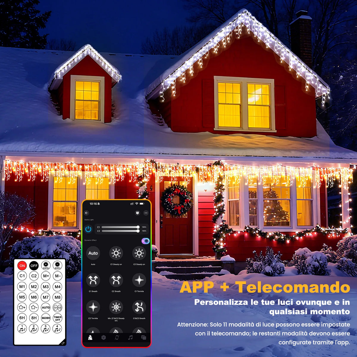 Smart Cascading Icicle Holiday Lights – App & Remote – 17 Modes, Music Sync, Timer – Outdoor IP65 – 656-5900 ft LEDs – Dual White or | Thomler