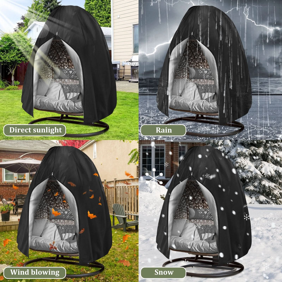 Waterproof Patio Swing Chair Protector – All-Weather Egg Seat Shield for Outdoor Furniture | Thomler