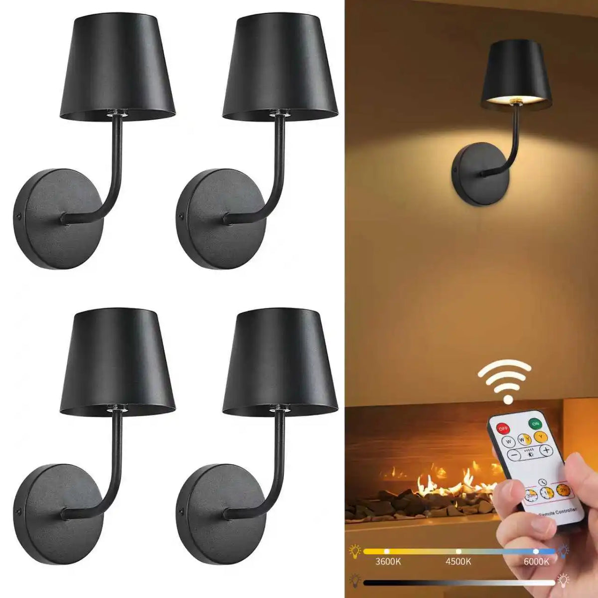 Rechargeable LED Wall Sconce 2-Pack – Remote Control Dimmable Battery Light for Hallway, Bedroom & Stairway | Thomler