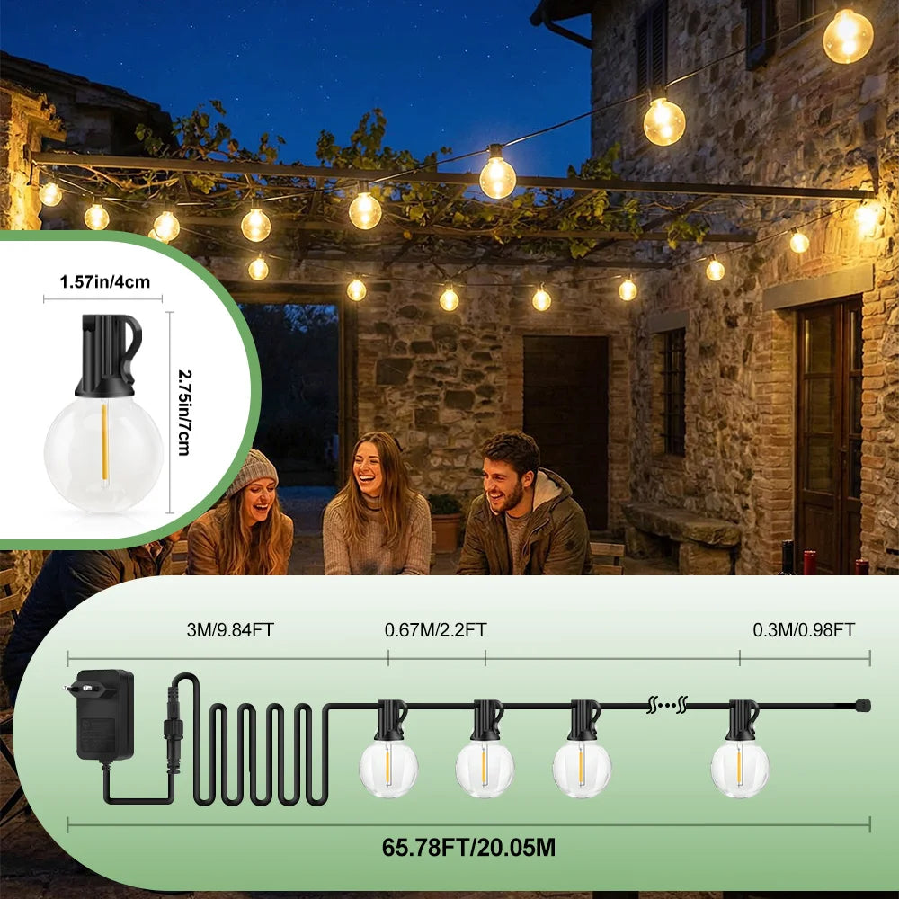 Remote-Controlled Globe String Lights with Dimming Function – Weather-Resistant LED Outdoor Lighting for Patio, Backyard, Wedding & Party | Thomler