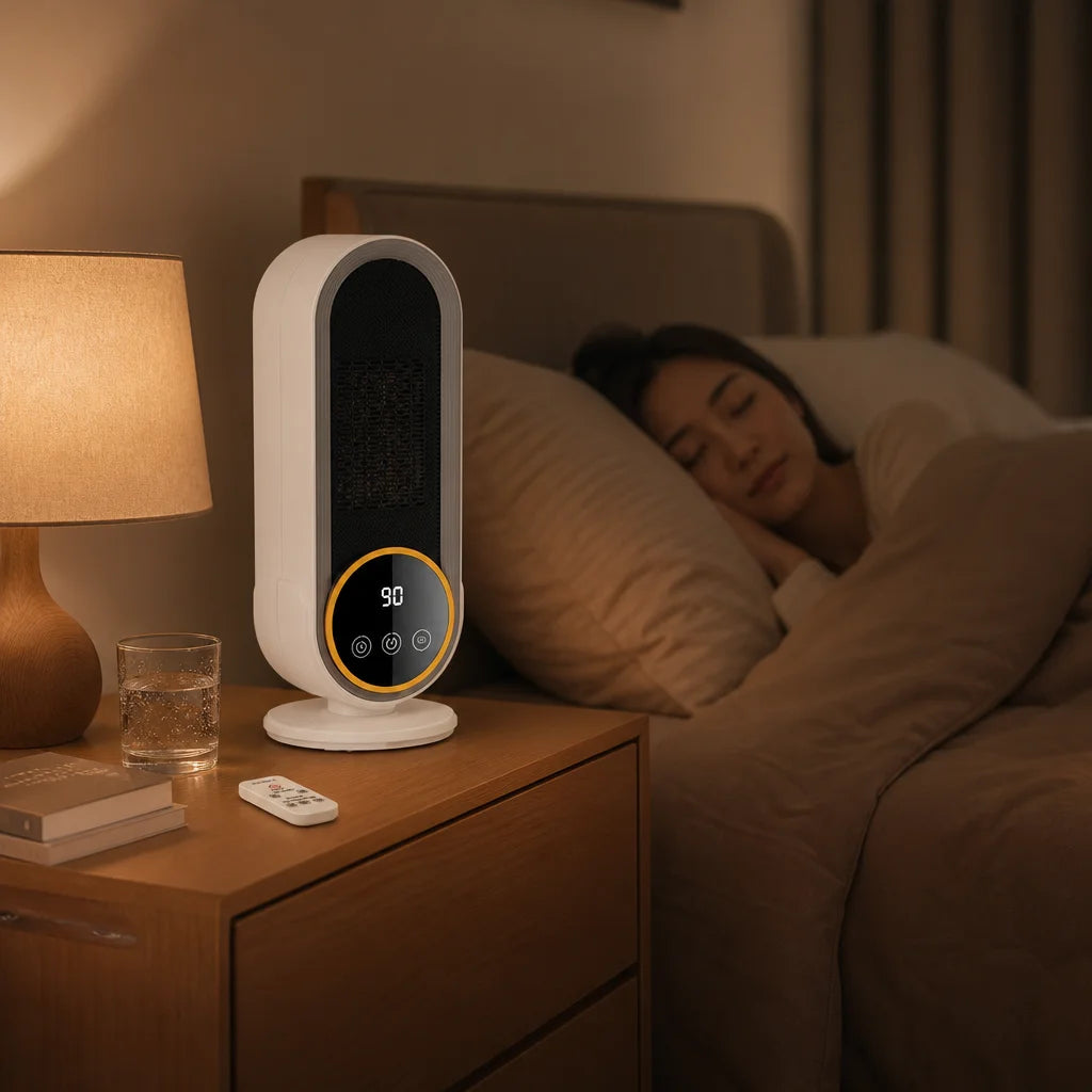Ceramic Space Heater with Touch Controls & Tip-Over Safety – Instant Warmth, Quiet Operation for Bedroom, Office | Thomler