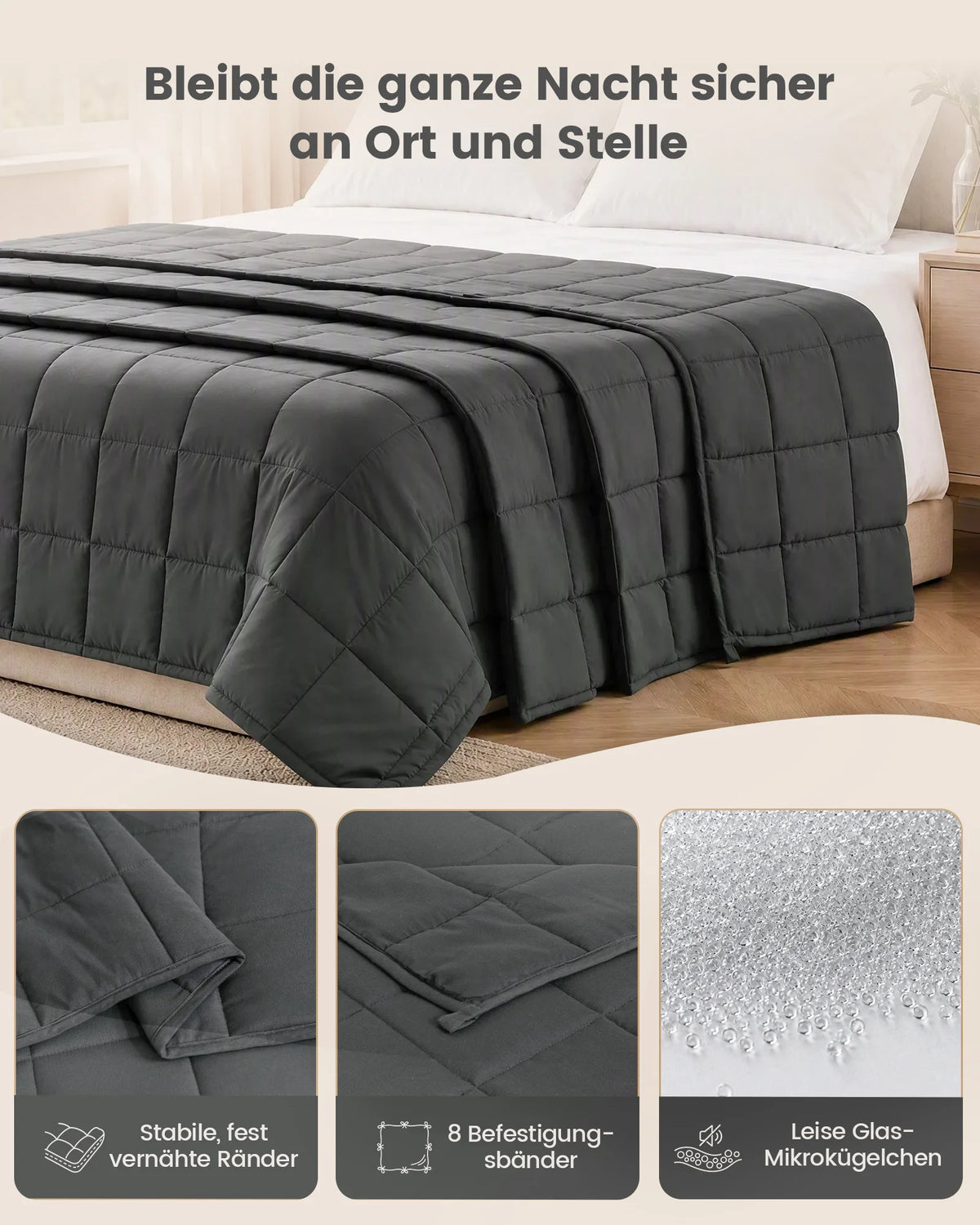 Weighted Blanket for Adults – Heavy Sleep Throw for Calming Deep Rest & Stress Relief, Soft Glass Bead Fill, Quilted Design – 9 to 18 lb | Thomler