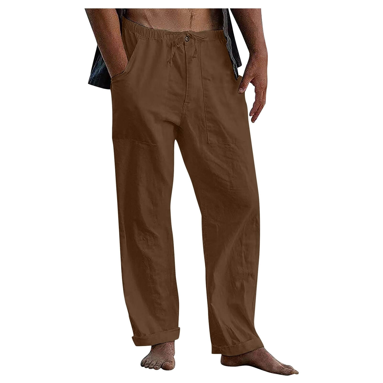 Men's Relaxed Fit Wide Leg Casual Pants with Drawstring Waist – Breathable Cotton Linen Blend Trousers for Everyday Wear & Travel | Thomler