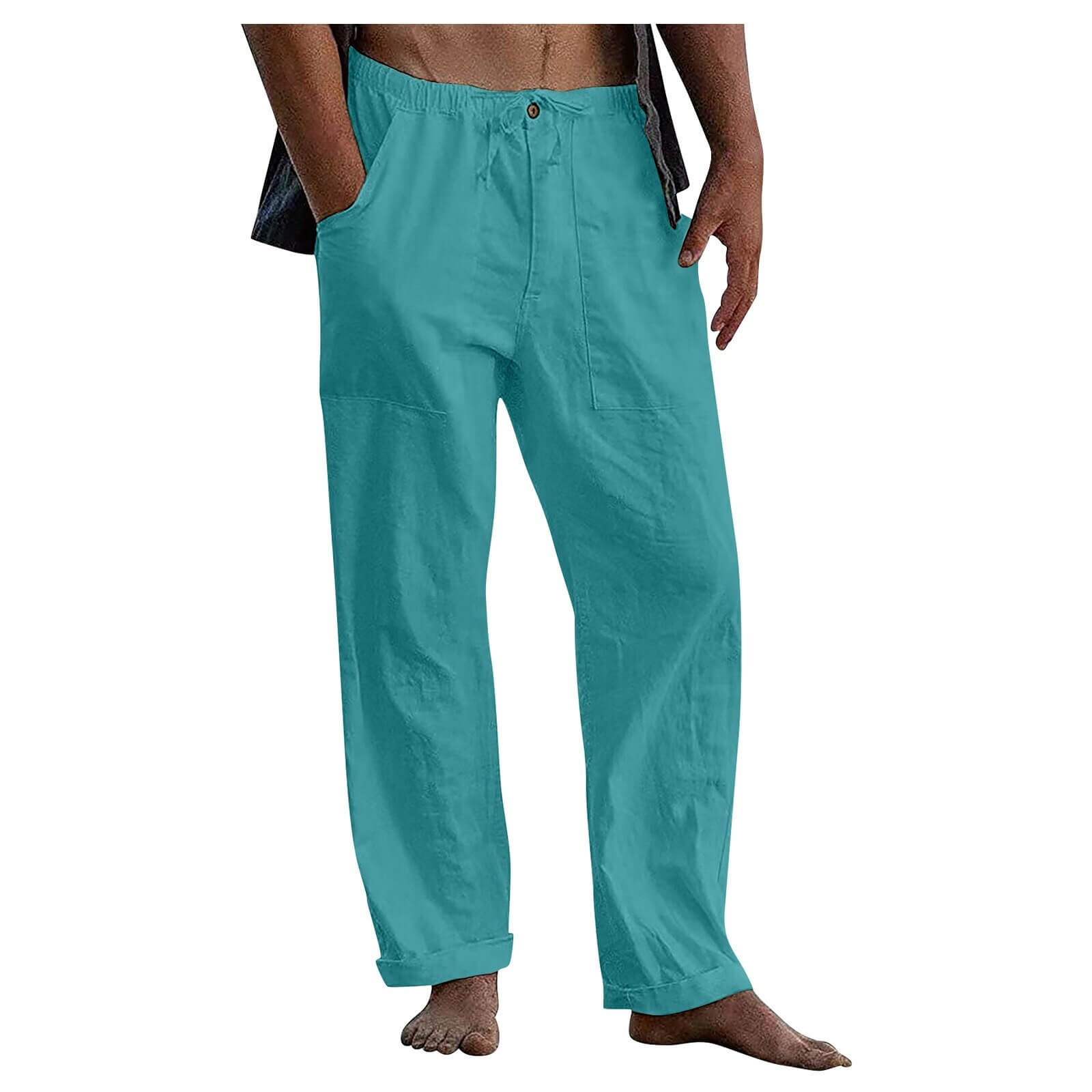 Men's Relaxed Fit Wide Leg Casual Pants with Drawstring Waist – Breathable Cotton Linen Blend Trousers for Everyday Wear & Travel | Thomler