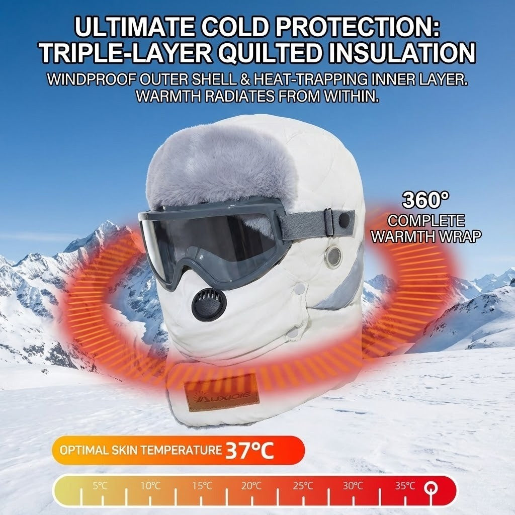 Full-Face Insulated Winter Balaclava with Detachable Shield & Windproof Design for Skiing & Cold Weather | Thomler