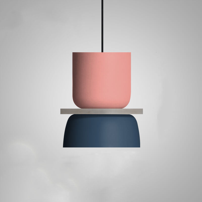 Single-Bulb Metal Hanging Fixture with Adjustable Cord in Vibrant Two-Tone Hues for Kitchen Island Dining Room Bedroom | Thomler