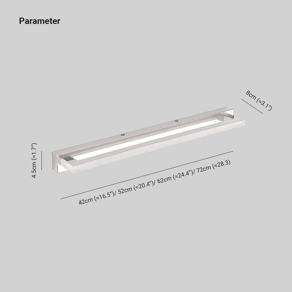 Modern Rectangular LED Bathroom Mirror Light – Metal & Acrylic Wall Fixture for Vanity Lighting | Thomler