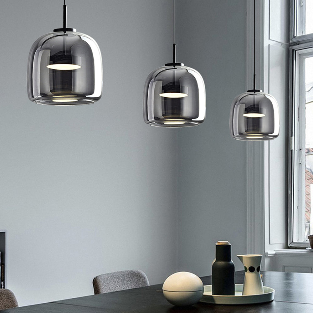 Pendant Light Glass Brass 25.0 cm Transparent Dining Room Kitchen Island Hanging Ceiling Lamp Adjustable Height | Thomler