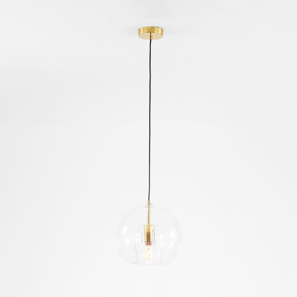 Spherical Glass Hanging Light with Metal Mount for Dining Room & Bedroom Ambient Lighting | Thomler