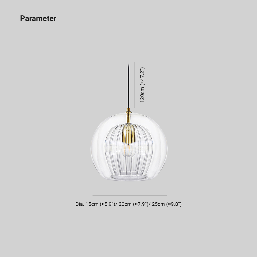 Spherical Glass Hanging Light with Metal Mount for Dining Room & Bedroom Ambient Lighting | Thomler