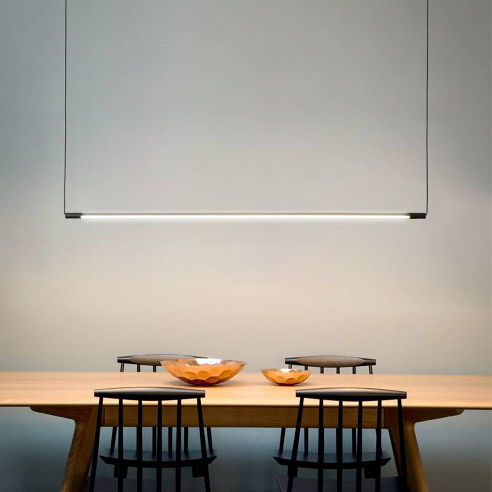 Modern Linear LED Pendant Light Black Metal Acrylic Minimalist Bar Ceiling Fixture for Kitchen Island Dining Room Office | Thomler